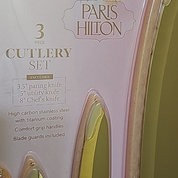 ๐Paris Hilton 3 piece Barbie core Pink & Gold Knife set New - Picture 6 of 8